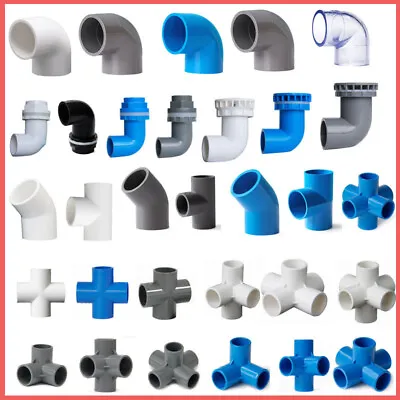 PVC Fittings Water Pipe Drainage Couplers Adapter Cross Tee Elbow 16mm-200mm • $2.89