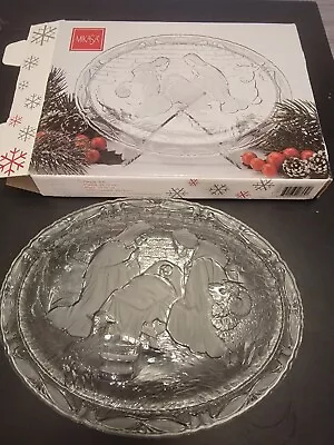 Vintage Mikasa Nativity Oval Glass Plate 9  Christmas Etched Glass Crystal • $25