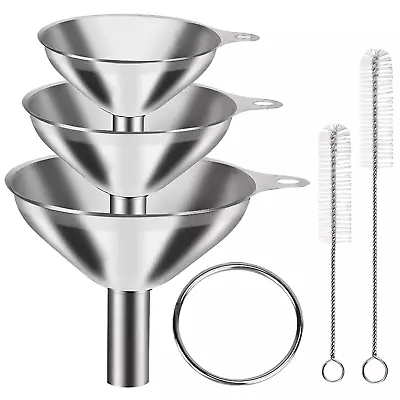 6 Pcs Stainless Steel Mini Funnels Kitchen Use. Large Tiny Small Funnel Set Of 3 • $10.99