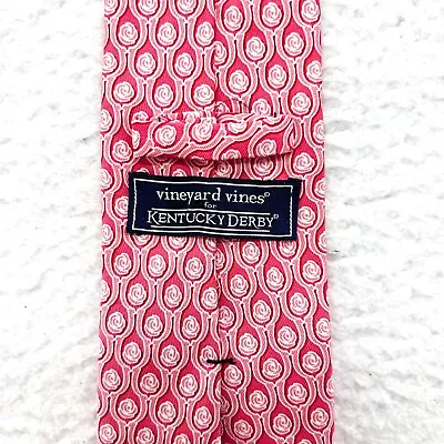 Vineyard Vines Kentucky Derby Silk Tie Pink Red Roses Geometric Floral • $24.99