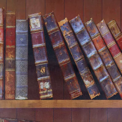 1/2x 10m Roll Vintage Book Shelf Wallpaper Removable Antique Bookcase Sticker • £20.99