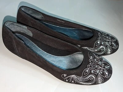 $18.67 • Buy Trotters Francesca Black Silver Sequin Slip On Comfort Ballet Flat 8.5