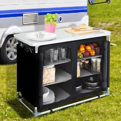 Outdoor 6 Shelf Camping Cupboard Kitchen Table Storage Unit Aluminium Folding • £58.95