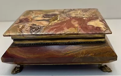 Vintage Italian Onyx Marble Jewelry Box / Trinket Box 7  AL-5 • $37