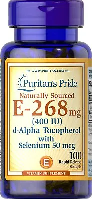 Puritan's Pride Vitamin E-with Selenium 400 IU Natural - 100 Softgels • $7.97
