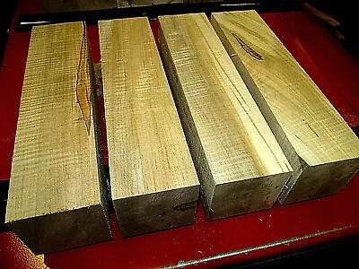 Four (4) Curly Maple Turning Blocks Lumber Lathe Wood Blanks 3  X 3  X 12  • $53.95