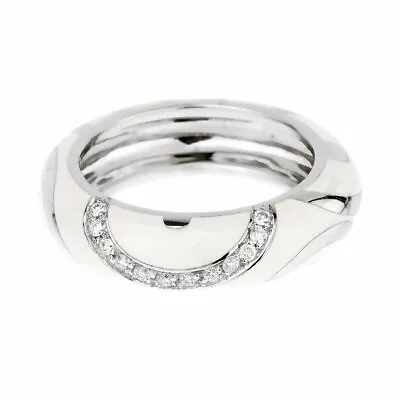 La Nouvelle Bague White Enamel Diamond Ring 18K White Gold Round Cocktail 7.25 • $1800