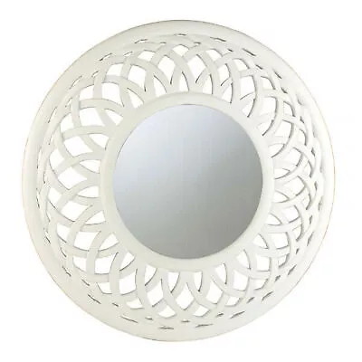 Shurti Decorative White Large Mirror Fretwork Round Brand New Decorative Mirror • £15