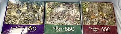 Lof Of 3 MB The Cobblestone Way Puzzles Marketplace Conservatory Morning Visitor • $69.12