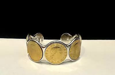 Vintage Bronze Milor Italian Coin Cuff Bangle Bracelet • $59