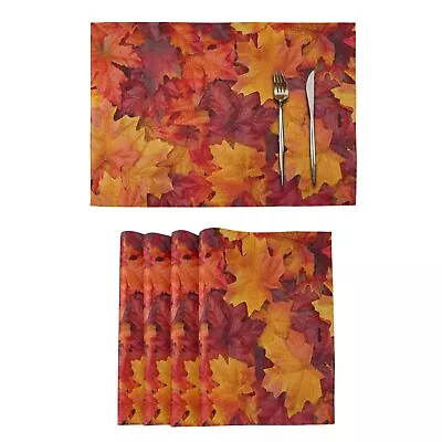 Maple Leaf Fall Placemats Set Of 6 Red Autumn Table Mats For Dining Table Kit... • $18.64