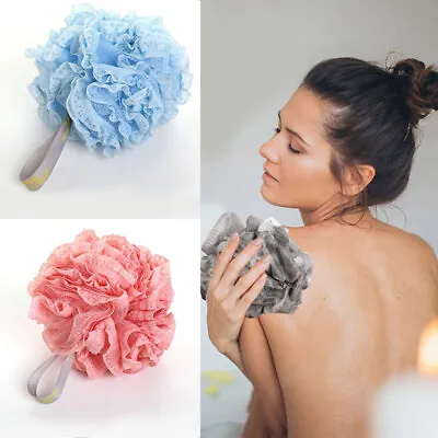 Soft Shower Loofah Bath Sponge Large Mesh Pouf Exfoliating Body Scrubber Ball} • $4.94