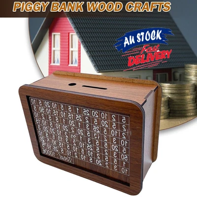 Wooden Piggy Bank For Money Saving Kids Adults Money Bank Money Box With Counter • $19.13
