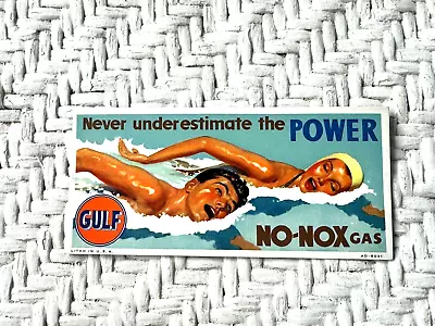 Vintage  GULF OIL NO-NOX GAS Ink Blotter W/swimmers • $4.95