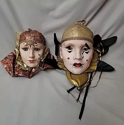 2 Mardi Gras Porcelain Head Face Mask Wall Hanging-Jester/Female-8 /6   • $22.49