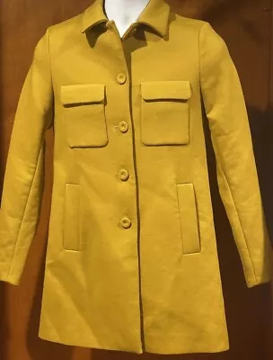 Zara Acrylic Blend Mustard Long Sleeve Women's Coat • $25.50