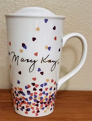 Mary Kay Porcelain Coffee Tea Liquid Travel 12oz Mug W/Top Gold Letters & Hearts • $19.99