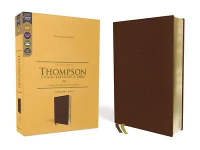 Kjv Thompson Chain-Reference Bible Genuine Leather Calfskin Brown Art • £101