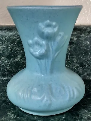 Van Briggle Pottery Matte Turquoise Tulip Vase Artists Initials G.P. *EXCELLENT  • $49.99