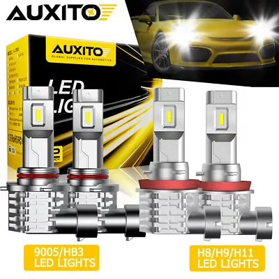 AUXITO LED Headlight Bulbs Conversion Kit 9005 H11 High Low Beam Bright White M4 • $37.99