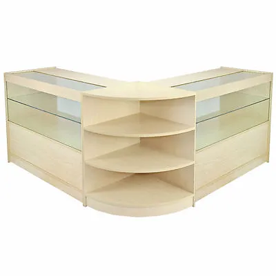 £574.99 • Buy Retail Counter Maple Shop Display Storage Cabinets Glass Shelves Showcase Orion