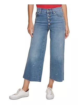 TOMMY JEANS Womens Blue Cropped Button Closures At Fron Wide Leg Jeans 12W31 • $8.99