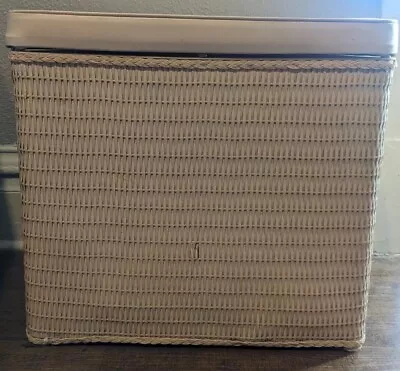 Vintage MCM Padded Top Wicker Laundry Hamper 21 X 12 1/2 X 19 • $115