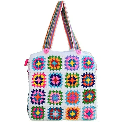 VEDI ARTISTRY Handmade Crochet White Bag Granny Square Bag Shoulder Bag • $76