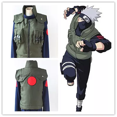 HOT!! Anime Kakashi Hatake Ninja Vest Coat Cosplay Costume Green Uniform Unisex • £23.99