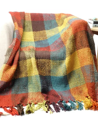 £10 • Buy CUDA HOME Tartan Plaid Red -Brown Tartan Plaid Throw Blanket Throw 127x152cm New