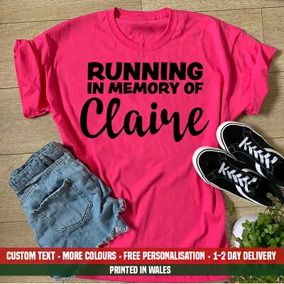 Ladies Running In Memory Of T Shirt Race Personalised Run For Life Charity Top • £13.99