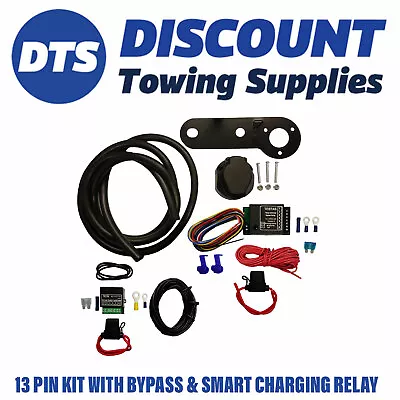 Universal 13 Pin Electric Towbar Caravan Wiring Kit With Bypass & Charging Relay • £67.95