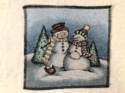 Snowmen Tapestry Square 8.5 W X 9  Long Finished Edges Pillow Crafts 5 Available • £2.75