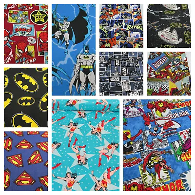  Marvel DC Comics Superhero Fabric- Batman Avengers Hulk Thor 100% Cotton  • £9.50