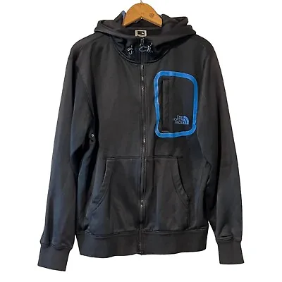The North Face Zip Up Sweatshirt Hoodie Mens Medium Black Blue Embroidered Logo • $34.99