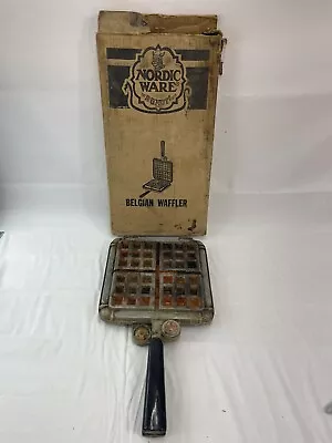 Vintage Nordic Ware 16 Inch Cast Iron Belgian Waffle Maker #1500 W/ Original Box • $30