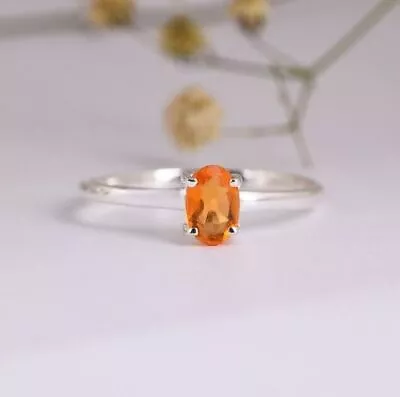 Natural Mexican Fire Opal Ring Solid 925 Sterling Silver  All Ring Sizes • £83.57