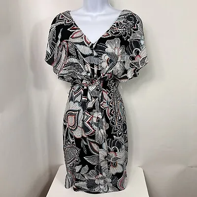 Spense Dress Women's Size 6 Short Sleeve Ruffled V Neck Above Knee Paisley • $14.50