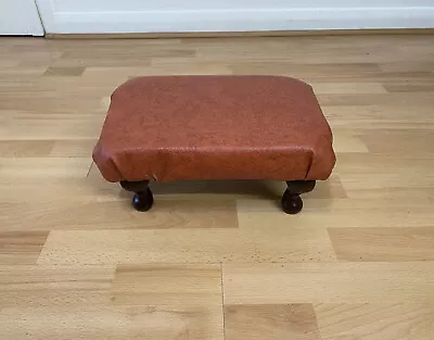 Vintage Morris London Small Red Footstool Foot Rest With Queen Anne Style Legs • £25