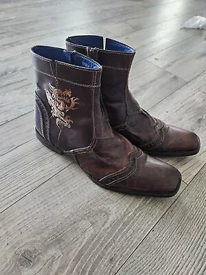 Mark Nason Rock Lives Brown Leather Dragon Boots Made In Italy 67514 Size 10  • $104.99