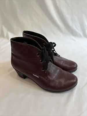 Mephisto Mobils Women's Burgundy Leather Lace Up Ankle Boots Booties Size US 7 • $59.99