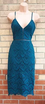 £24.99 • Buy Missguided Teal Green Crochet Lace Strappy Bodycon Party Wedding Dress 10 S