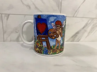 Vintage 2000 Starbucks Barista Coffee Mug With  Valentine Cupid Artist Heart Art • $23.70