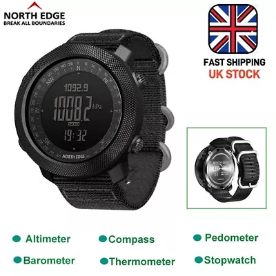 NORTH EDGE Mens Military Digital Sports Watch Waterproof Barometer Compass Gift • £55.99