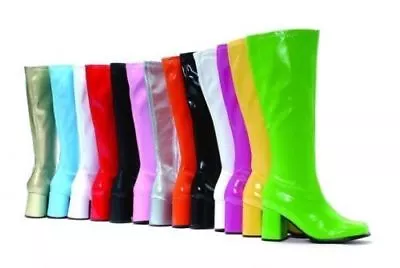 WOMENS MENS GOGO FANCY DRESS PARTY BOOTS LADIES GO GO 60s 70s RETRO UK SIZE 3-12 • £24.99