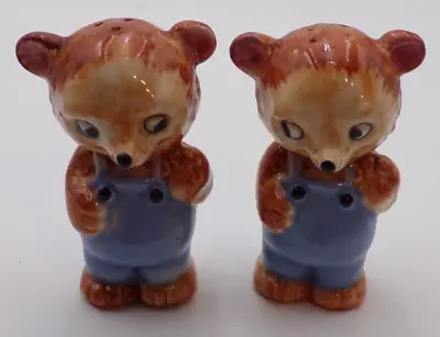 VTG Victoria Ceramics Japan Anthropomorphic Bears Salt & Pepper Shakers (flawed) • $10.19