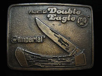 PD15123 VINTAGE 1970s **IMPERIAL KNIFE CO. FRONTIER DOUBLE EAGLE** BELT BUCKLE • $23