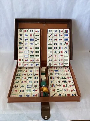 Chinese Mahjong Set Traditional 144 Tiles Mah-Jong Game Set W/ Case Box Chunky • $119.99