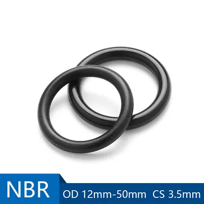 $3.21 • Buy Black Silicone Rubber O Ring NBR CS 3.5mm OD 12-50mm Gasket Oil Resistant Washer