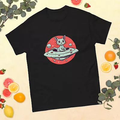 UFO Space Kitty Mens T-shirt | Classic Tee • $19.20